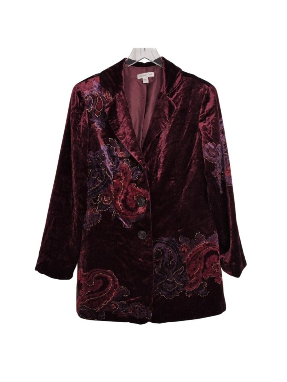 Coldwater Creek Velvet Blazer Jacket Womens Size 14 Red Paisley Whimsigoth Witch